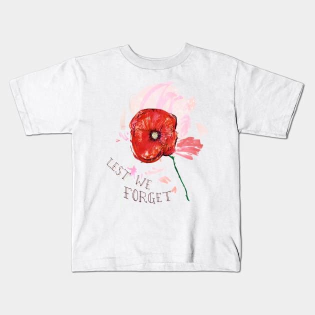 Lest We Forget Kids T-Shirt by minniemorrisart